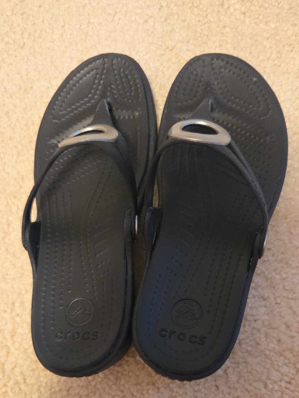CROCS Black Sandal with Silver Accent